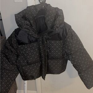 Tory Burch Performance Jacquard Cropped Down Jacket
